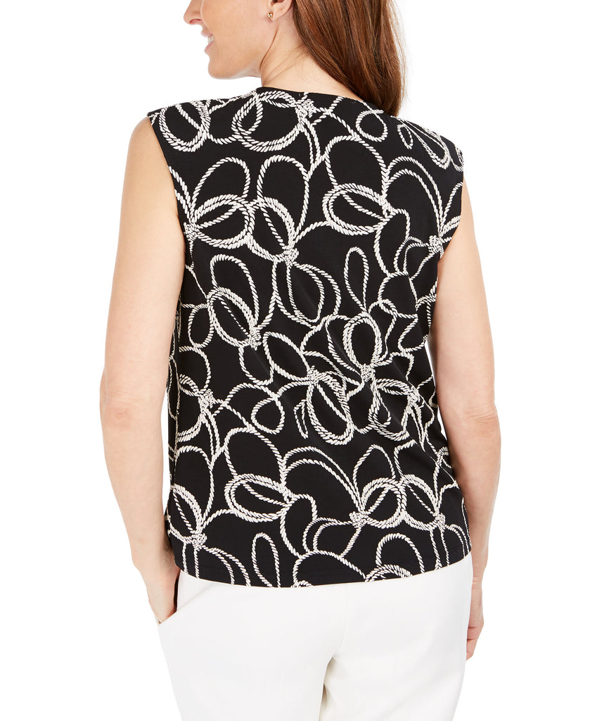 Kasper Women Printed Keyhole Neck Top