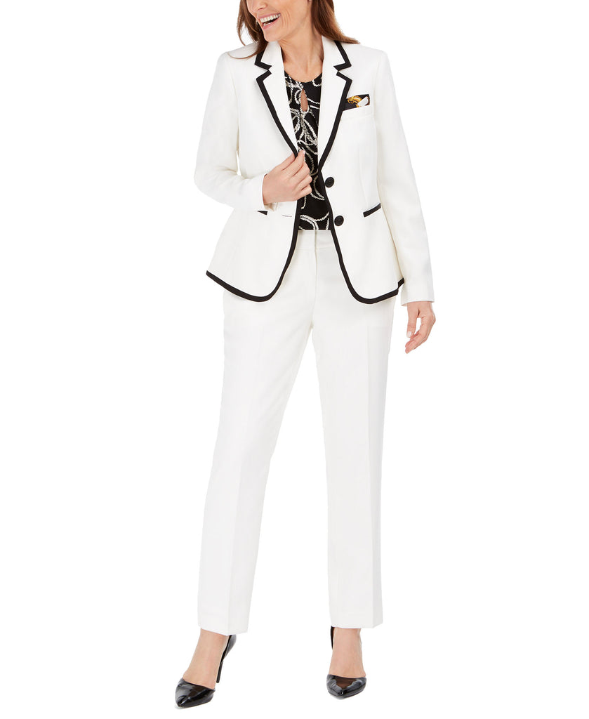 Kasper Women Petite Contrast Piped Blazer