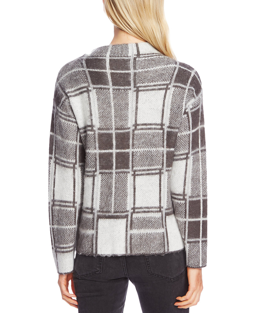 Vince Camuto Women Plaid Mock Neck Sweater