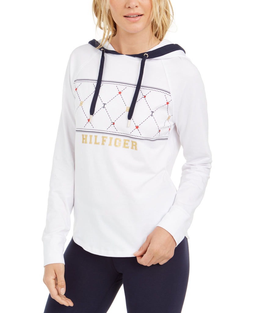 Tommy Hilfiger Sport Women Argyle Panel Hoodie White