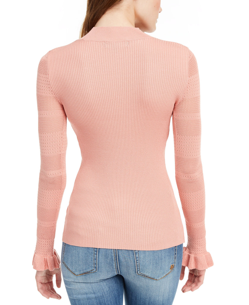 Crave Fame Women Pointelle Mock Neck Sweater