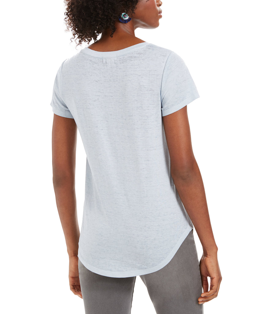 Style & Co Women Burnout V Neck T Shirt