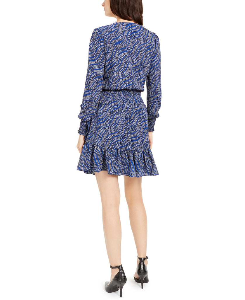 MICHAEL Michael Kors Women Petite Printed Ruffled Wrap Dress