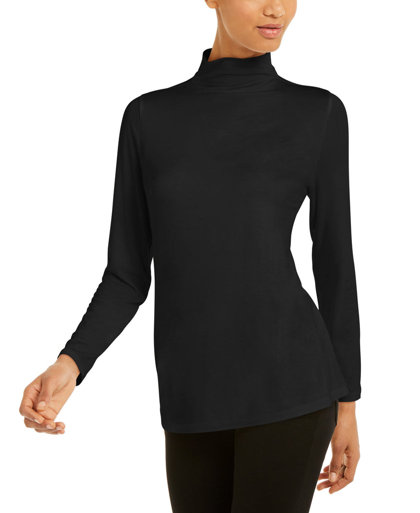 Alfani Women Mock Neck Top Deep Black