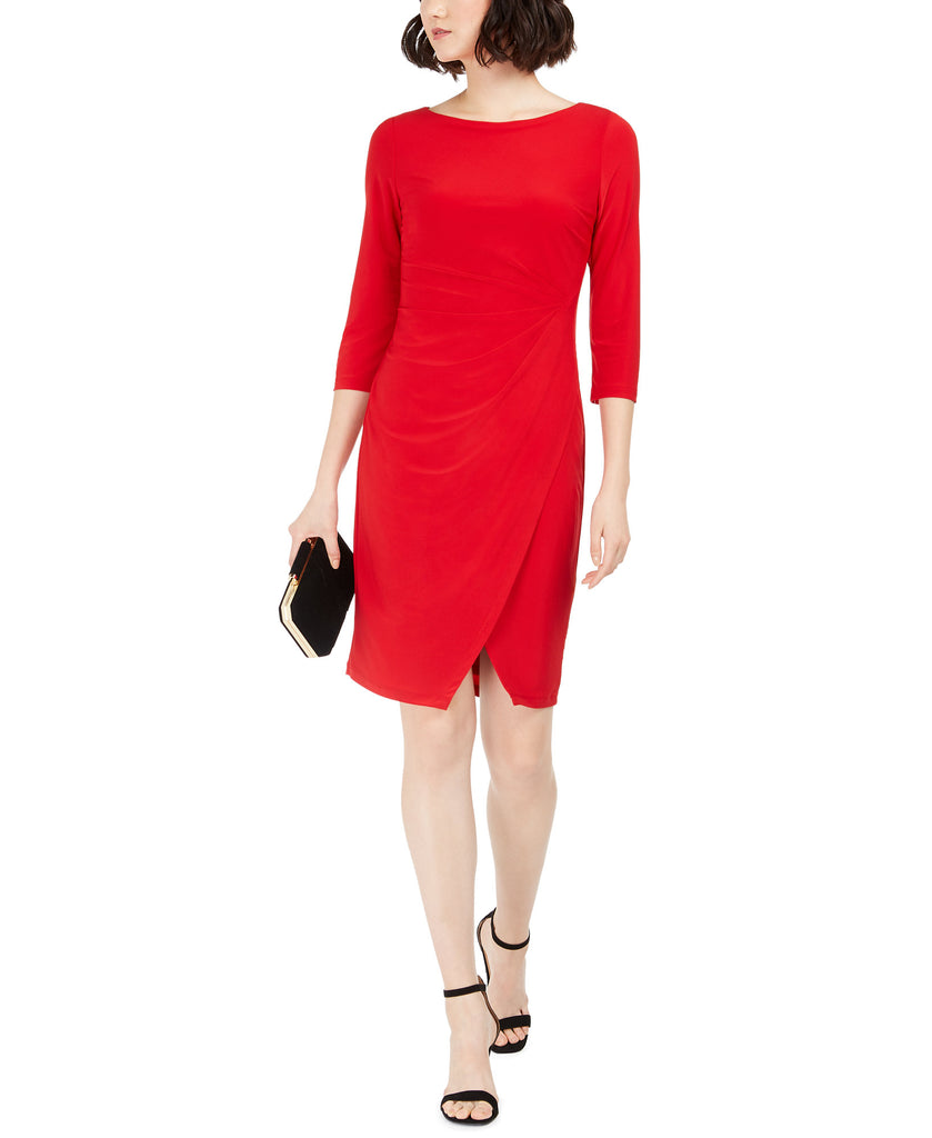 Taylor Women Draped Jersey Dress Red