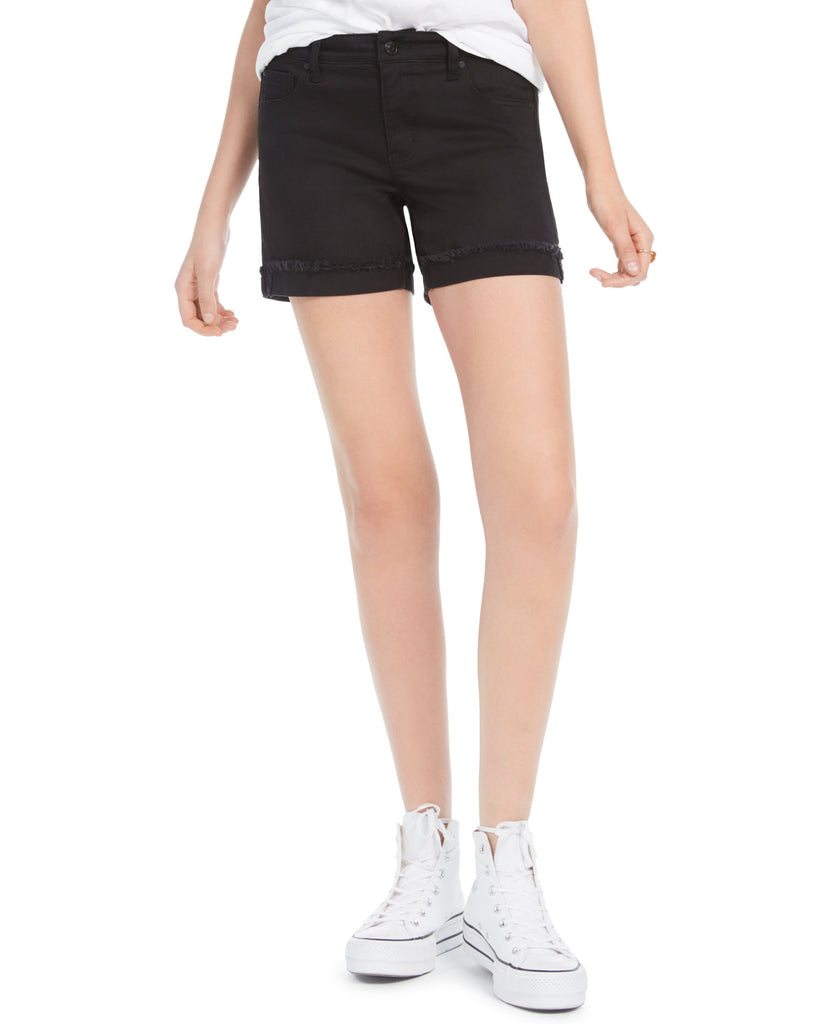 Celebrity Pink Women High Rise Cuffed Black Denim Shorts Black