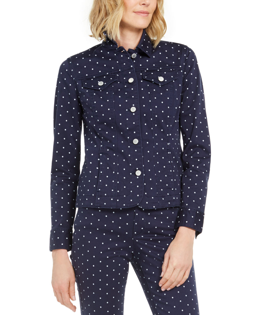 Charter Club Women Petite Printed Denim Jacket