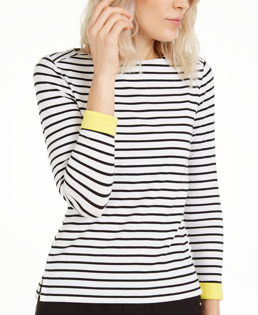 Anne-Klein-Women-Striped-Boat-Neck-Top