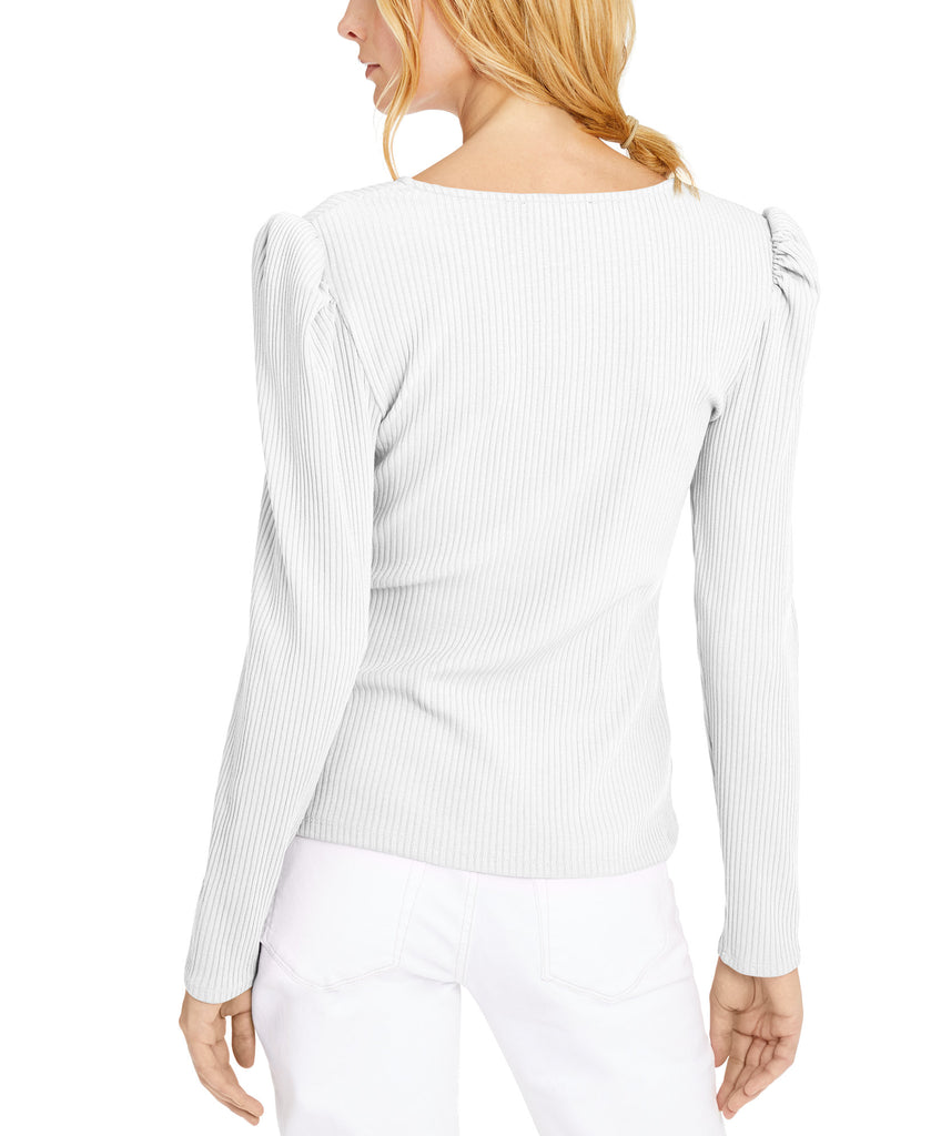 INC International Concepts Women Ribbed Puff Sleeve Top