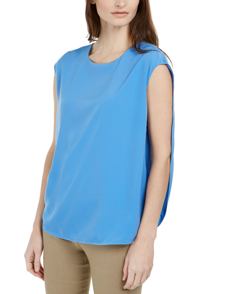 Alfani Women Inverted Petal Back Top Soft Cobalt