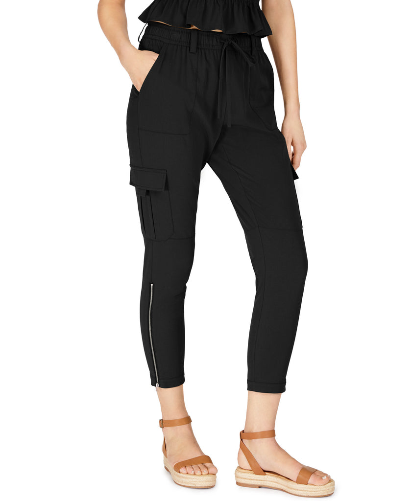 INC International Concepts Women EARTH Cargo Jogger Pants Deep Black