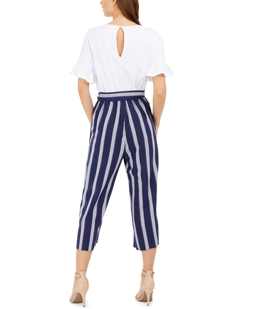 Maison Jules Women Striped Leg Belted Jumpsuit