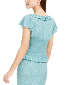 BCX-Women-Mini-Dot-Peasant-Top