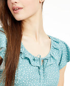 BCX-Women-Mini-Dot-Peasant-Top