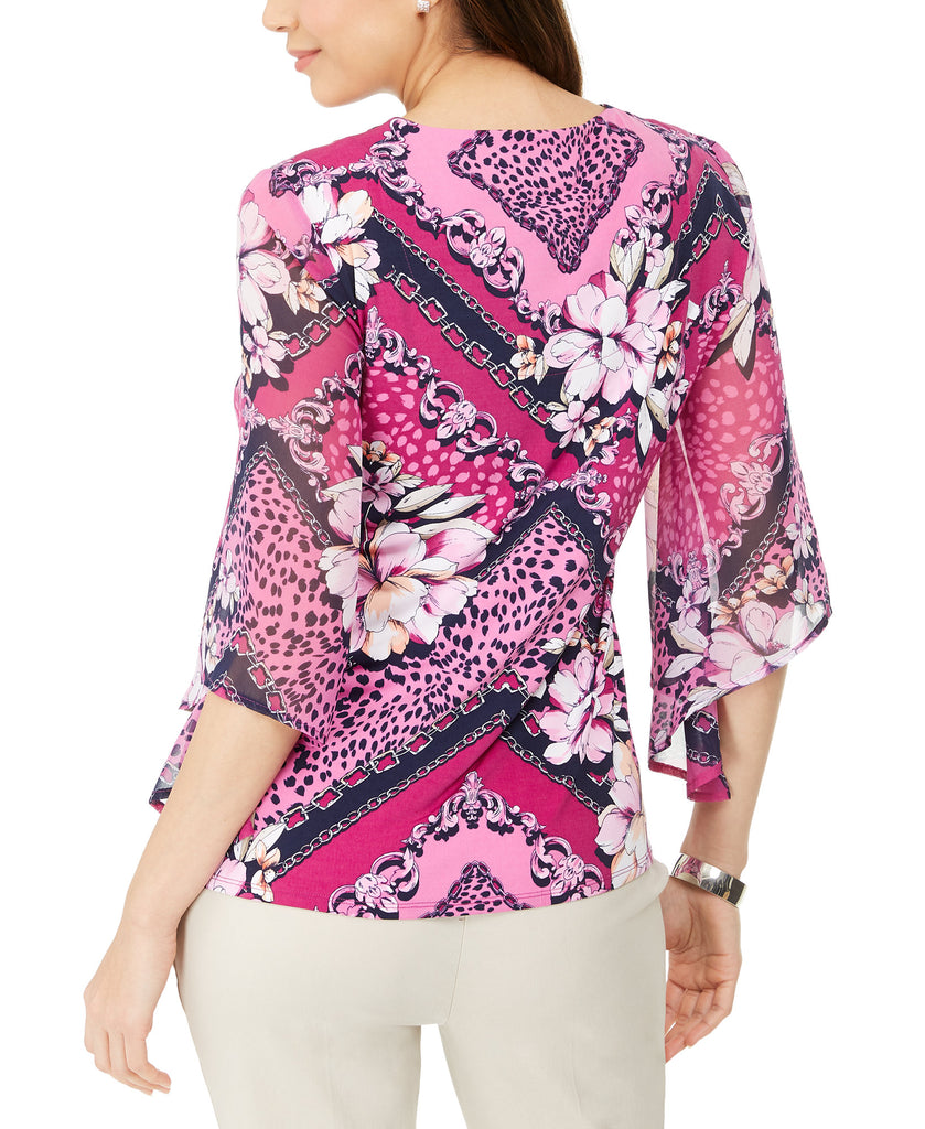 JM Collection Women Chiffon Sleeve Printed Tunic Top