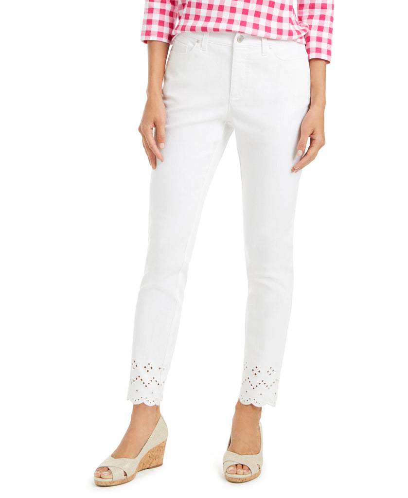 Charter Club Women Eyelet Ankle White Jeans Bright White