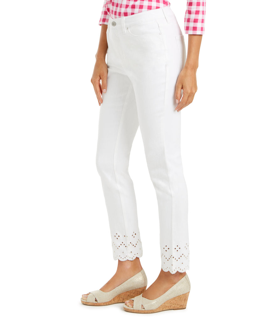 Charter Club Women Eyelet Ankle White Jeans