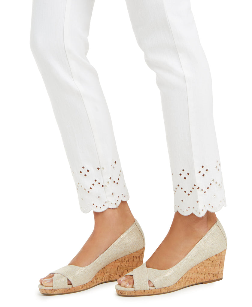 Charter Club Women Eyelet Ankle White Jeans