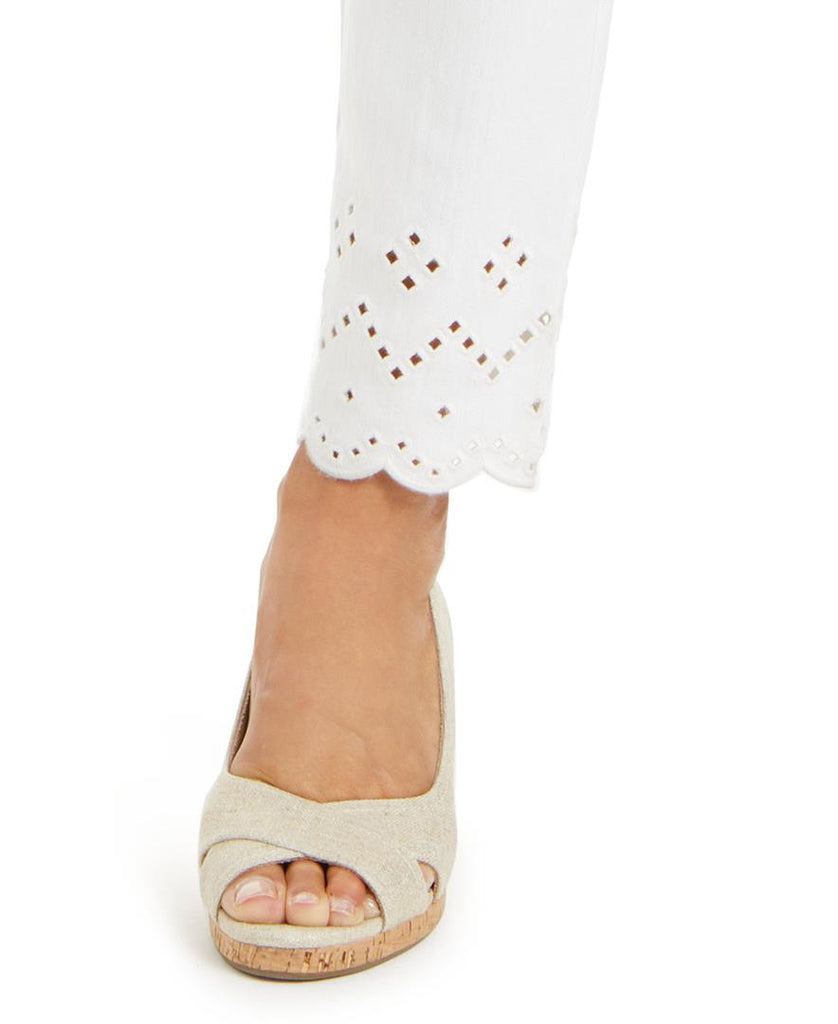 Charter Club Women Eyelet Ankle White Jeans