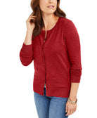 Charter Club Women Long Sleeve Button Front Cardigan Red Barn