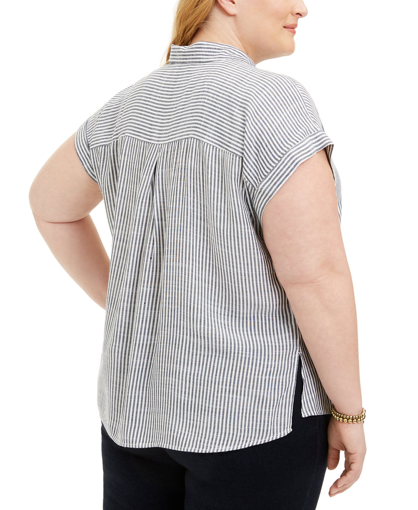 Style & Co Women Plus Striped Camp Shirt