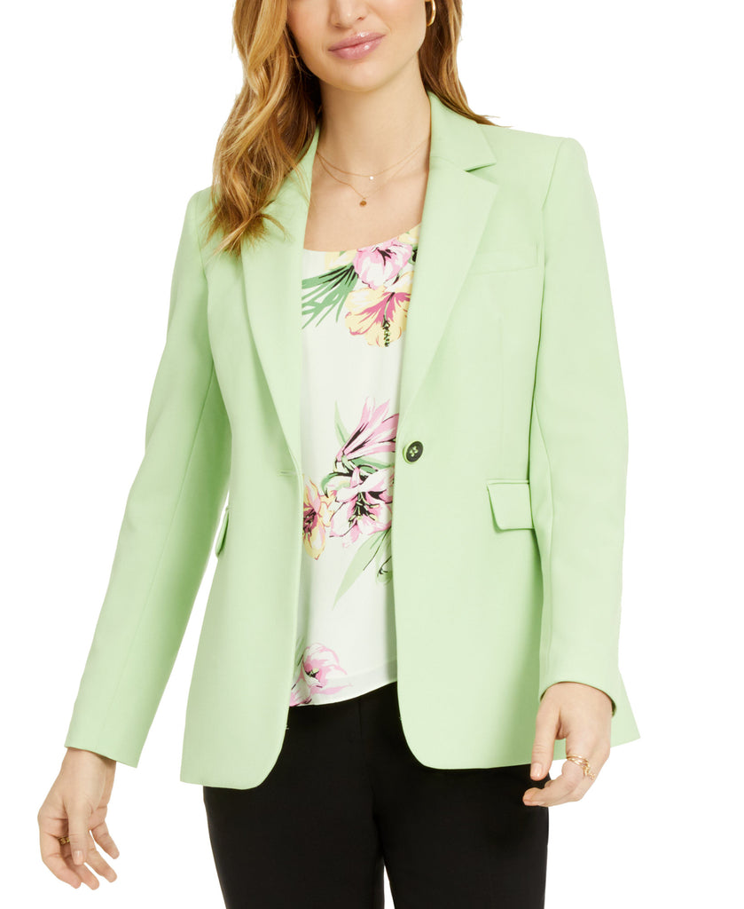 Bar III Women One Button Notch Collar Jacket Key LIme