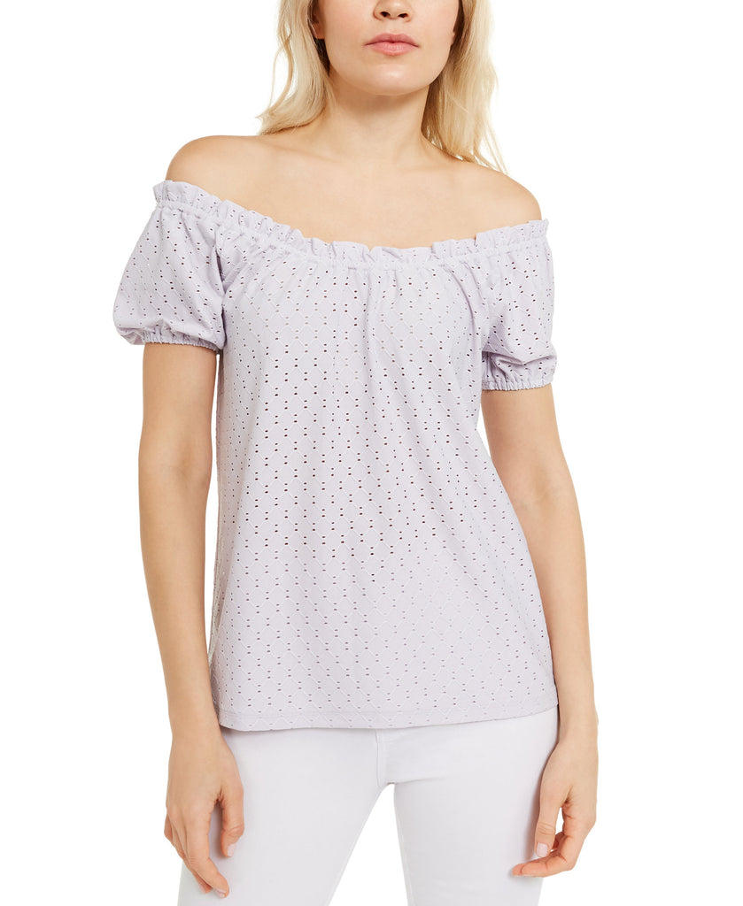 MICHAEL Michael Kors Women Sheared Jacquard Top Lavender Mist