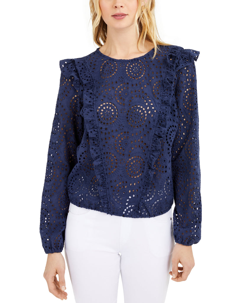 INC-International-Concepts-Women-Ruffled-Eyelet-Top-Indigo-Sea