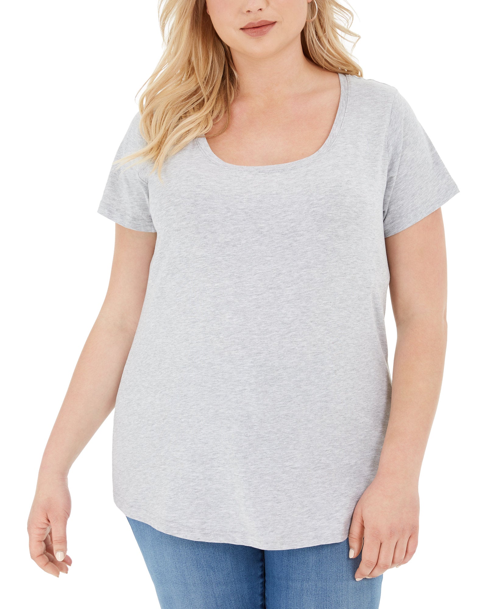 Aveto Women Plus Trendy Scoop Neck T Shirt Shadow Grey Heather