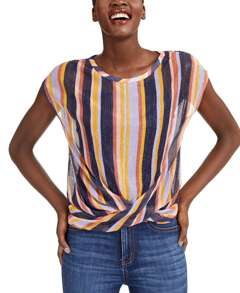 INC International Concepts Women Twist Hem Top Regent Stripe