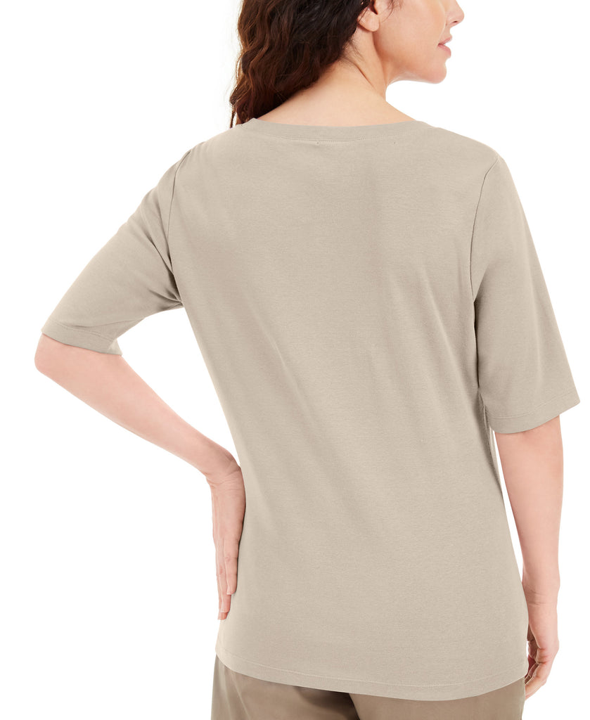 Karen-Scott-Women-Button-Detail-V-Neck-Top