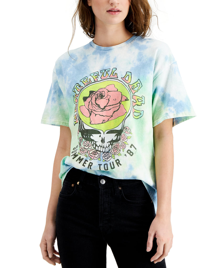 Junk Food Women Grateful Dead Tie Dye Graphic T Shirt Blue Tie Dye