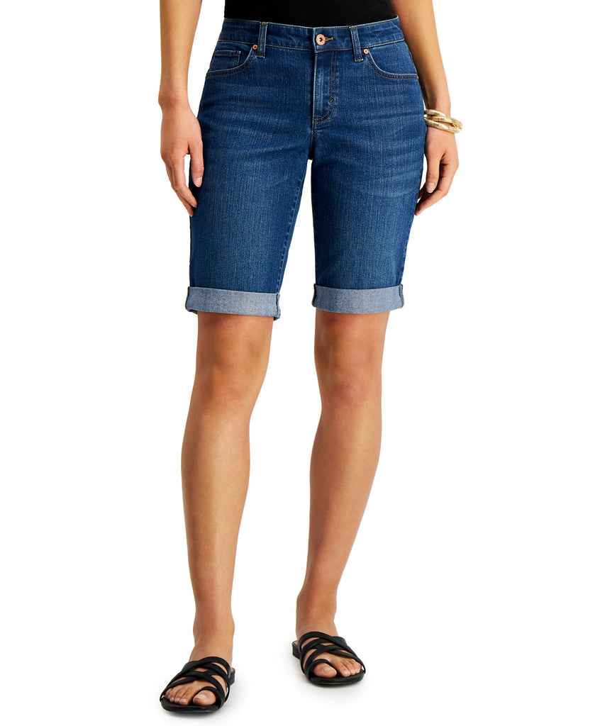 Style & Co Women Curvy Fit Cuffed Denim Bermuda Shorts Splendid