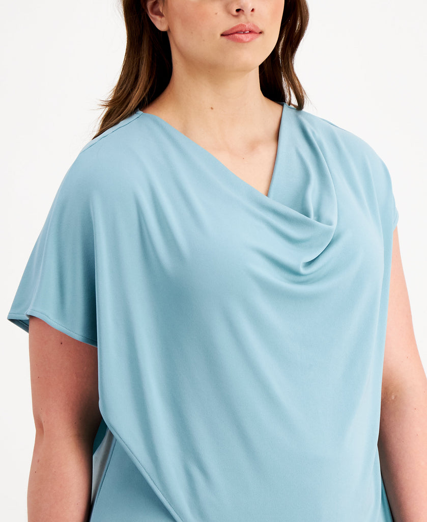 Alfani Women Plus Asymmetrical Drape Neck Top