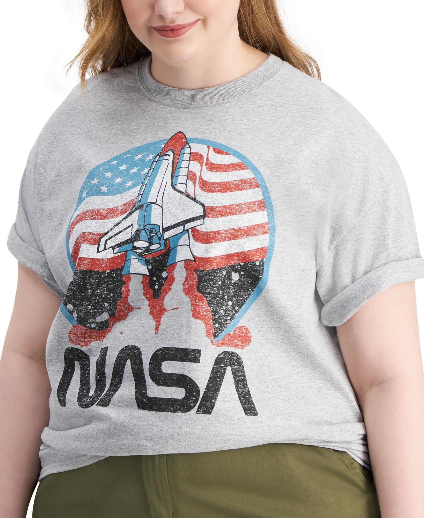 Love Tribe Women Plus Trendy Nasa Launch T Shirt