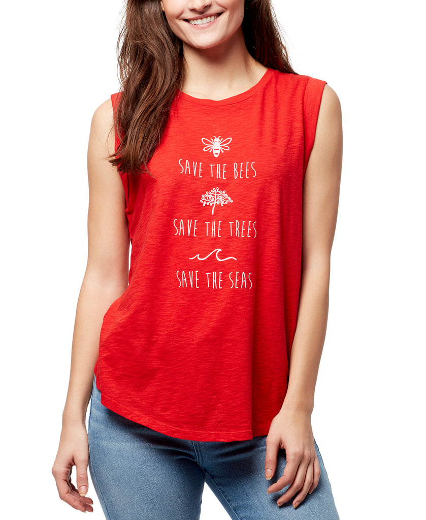 William Rast Women Crossover Back Graphic Tank Top Scarlett