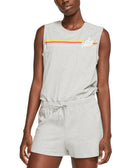 Nike Women Cotton Striped Romper Gray