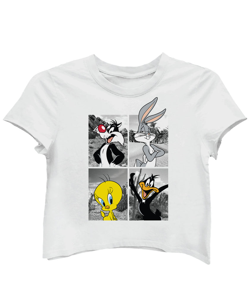 Warner Brothers Women Looney Tunes Photo T Shirt White