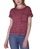 Ultra Flirt Women Crewneck Burnout T Shirt Rhododendron