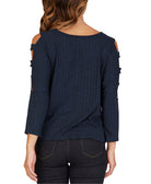 BCX Women Lattice Sleeve Top