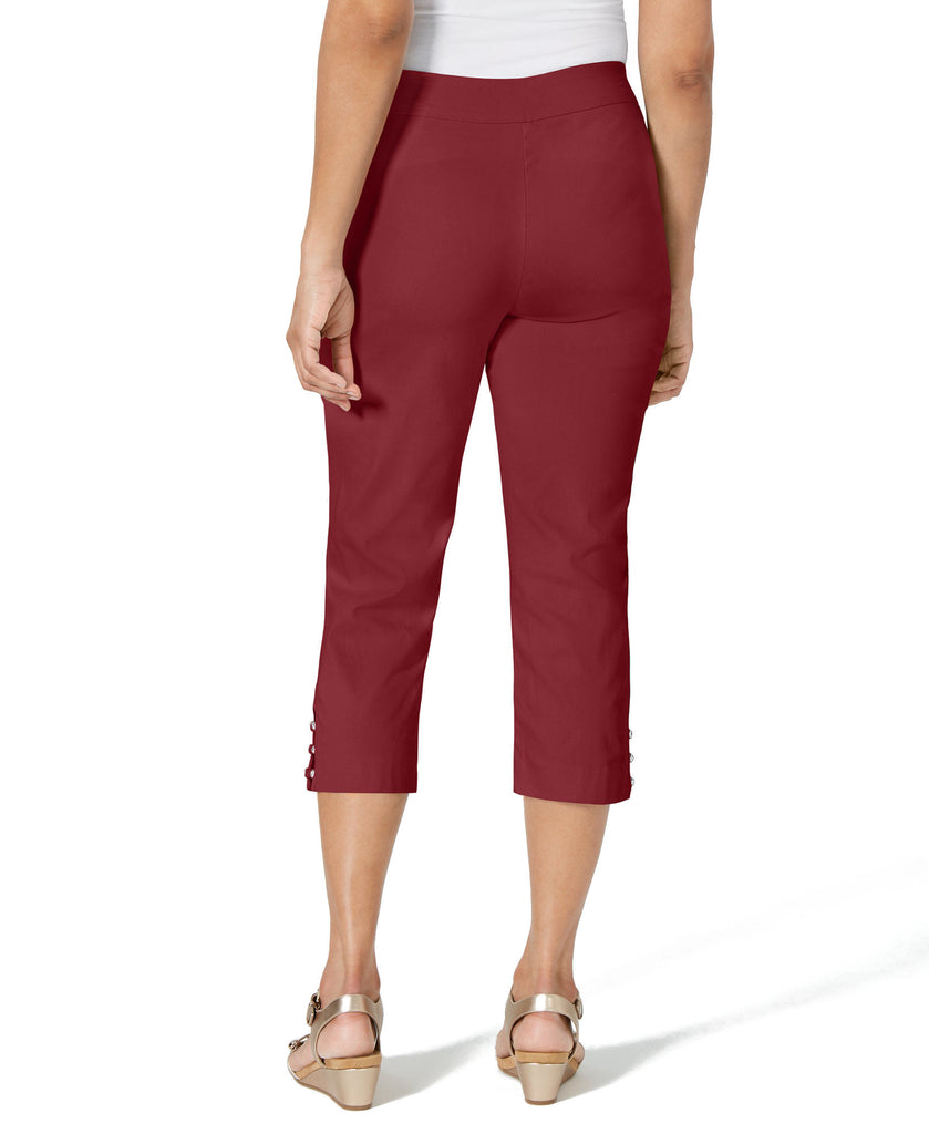 JM Collection Women Pull On Lattice Inset Capri Pants