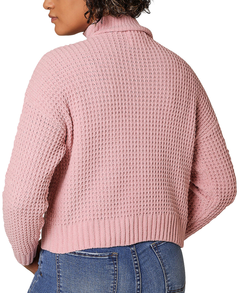 Ultra Flirt Women Chenille Zip Neck Sweater