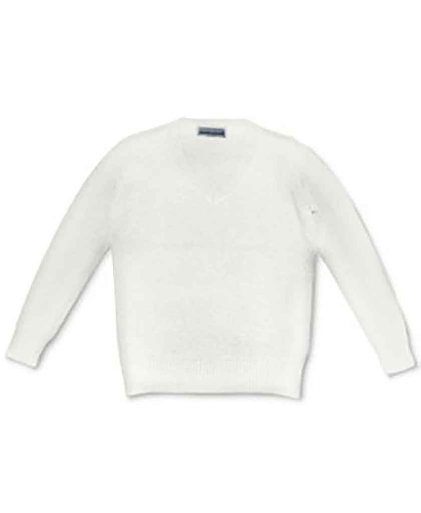 Karen Scott Women Cotton V Neck Sweater Winter White