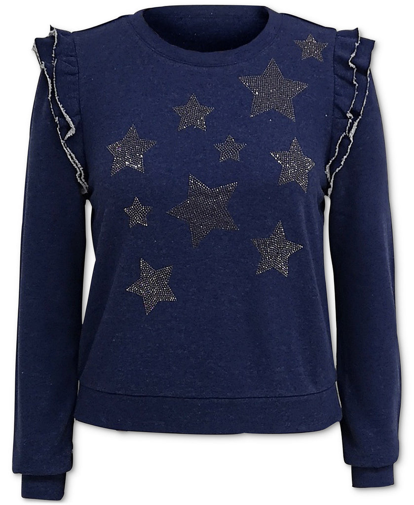 INC International Concepts Women Ruffled Star Sweatshirt