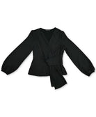 INC International Concepts Women Drape Front Top Deep Black