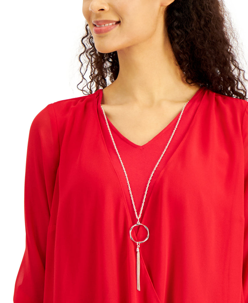 JM-Collection-Women-Three-Quarter-Sleeve-Necklace-Top