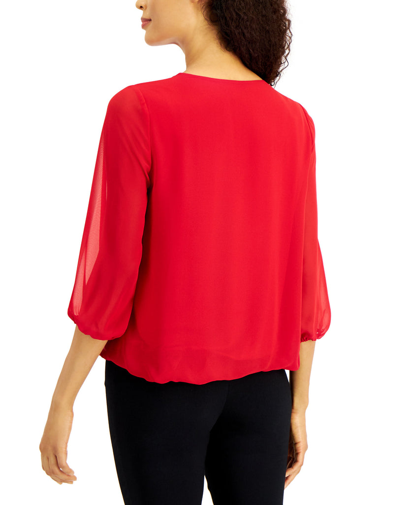 JM-Collection-Women-Three-Quarter-Sleeve-Necklace-Top