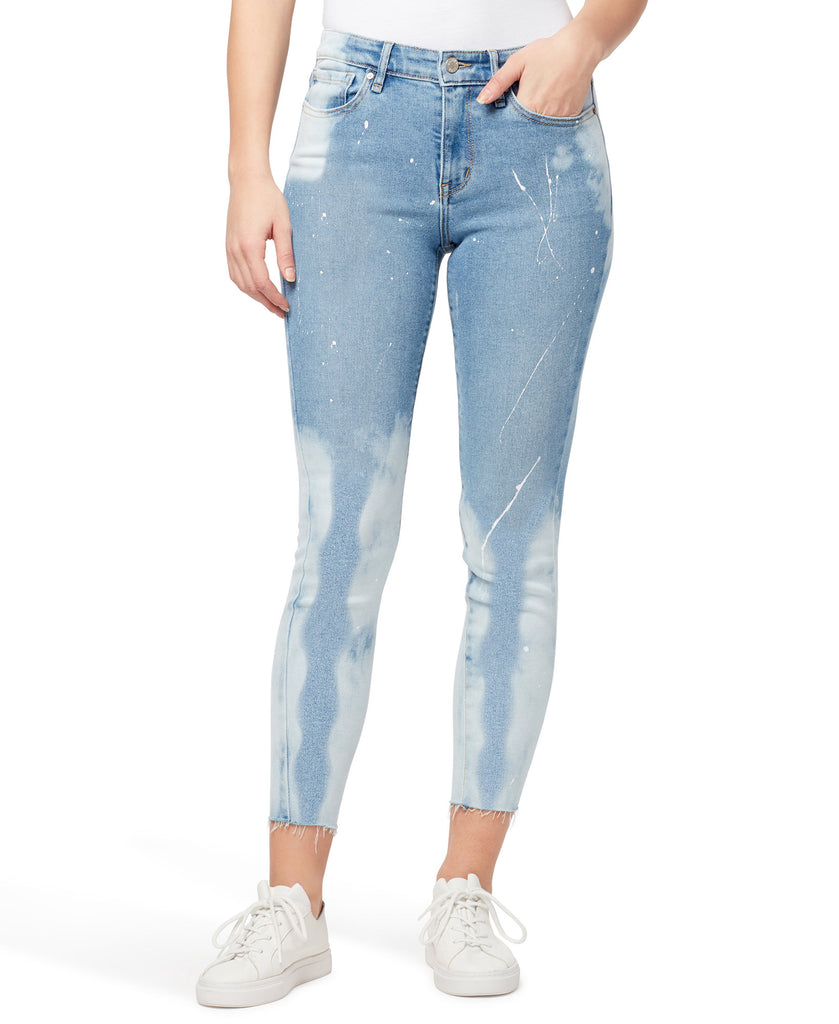 WILLIAM RAST Women Mid Rise Paint Splatter Skinny Ankle Jeans Between The Lines