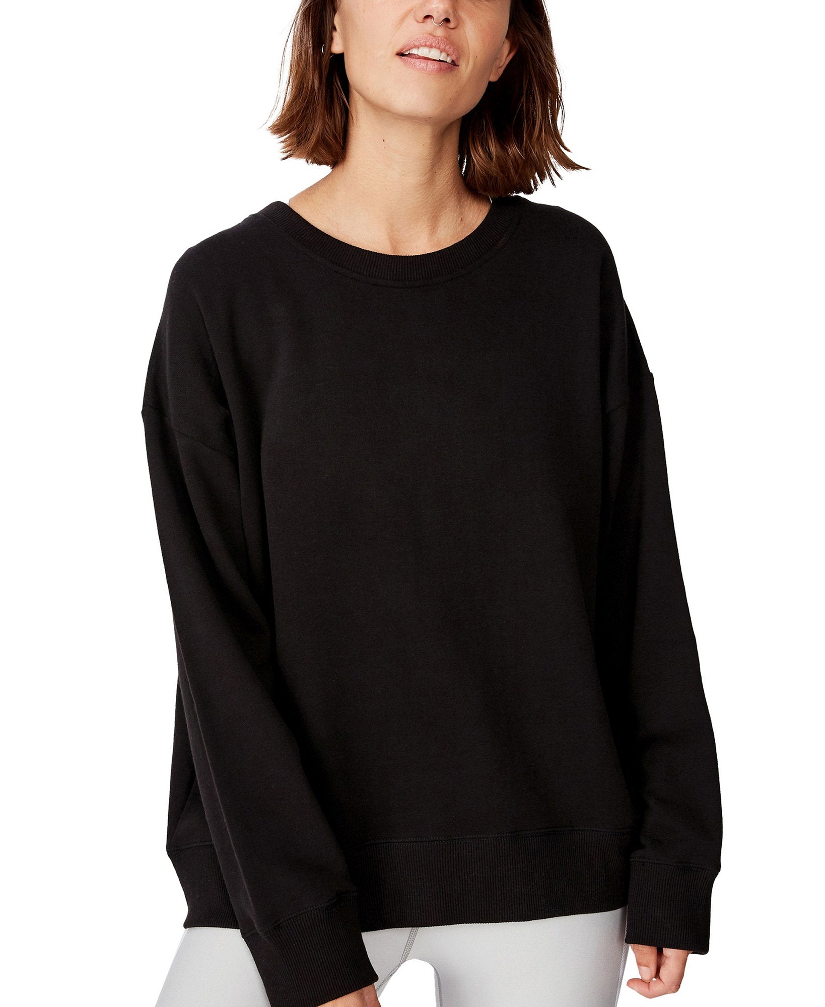 COTTON ON Women Long Sleeve Fleece Crew Sweatshirt Winter Black