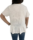 Vanilla Star Women Lace Trim Flounce Hem Top